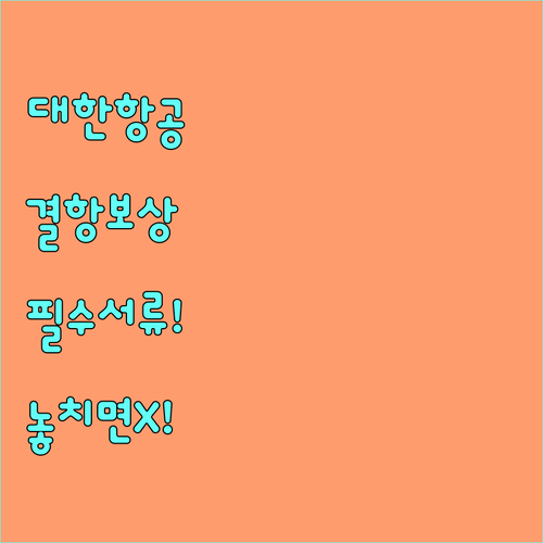 대한항공 지연 결항 보상 청구 시 필수 제출 서류 및 유의사항