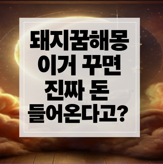 돼지꿈해몽 이거 꾸면 진짜 돈 들어온다고?