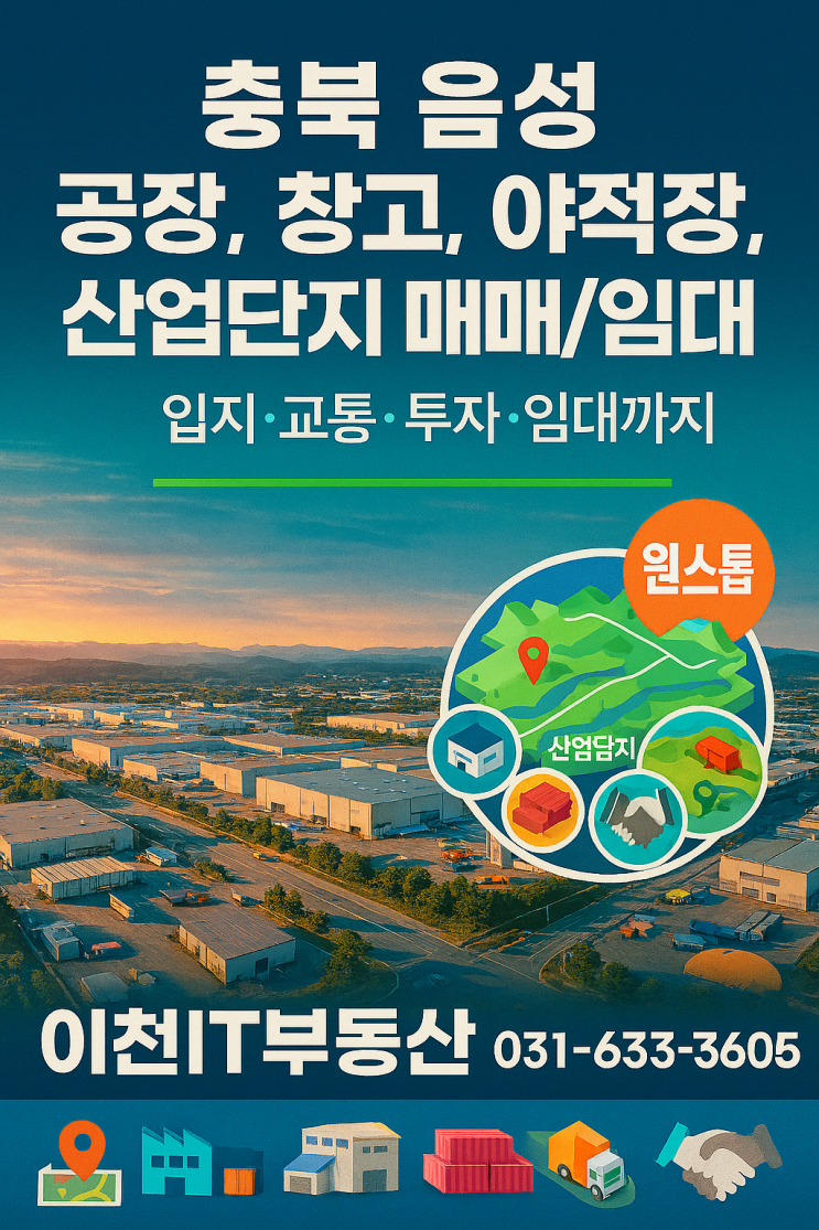 충북 음성 공장·창고·야적장 전문, 이천IT부동산이 완벽한 입지를 찾아드립니다!