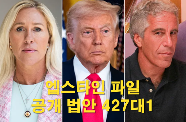 미 하원, ‘<b>엡스타인 파일 공개</b> 법안’ 427대1 통과.. 엡스타인... 