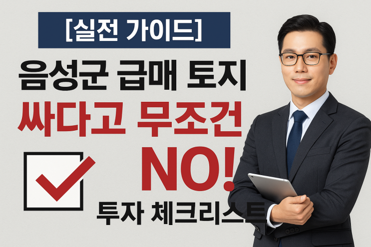  [실전 가이드] 음성군 급매 토지, 싸다고 무조건 NO! 이천IT부동산 전문가가 제시하는 투자 체크리스트