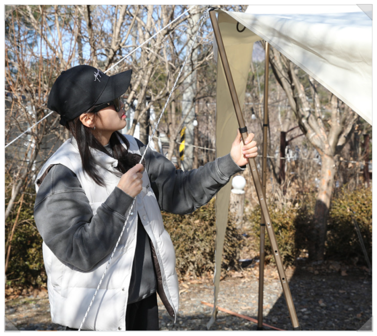  설치 5분 컷! 브리즈문 텔레스코픽 슬라이드 타프 폴대 텐트 캠핑 슬라이딩 폴 220cm