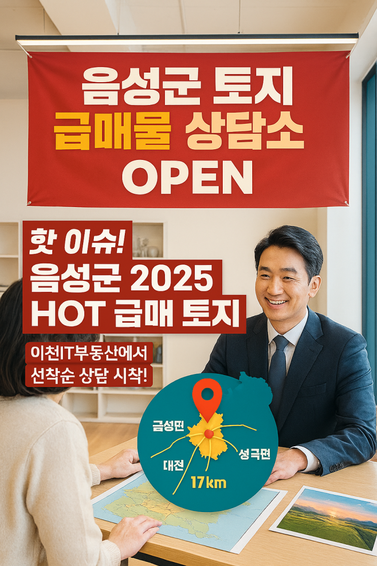  ️긴급 포착! 음성군 2025 HOT 급매 토지, 이천IT부동산에서 선착순 상담 시작!