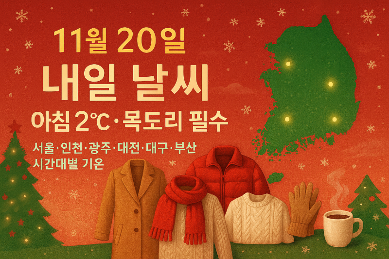11월 20일 내일 날씨 예보 - 서울·인천·광주·대전·대구·부산 시간대별 기온과 옷차림 팁