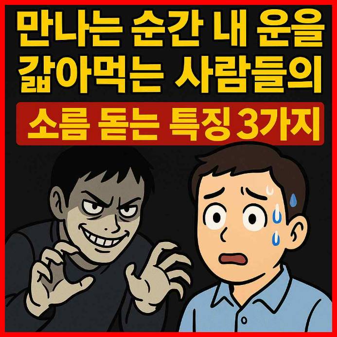  만나는 순간 내 운을 갉아먹는 사람들의 소름 돋는 특징 3가지