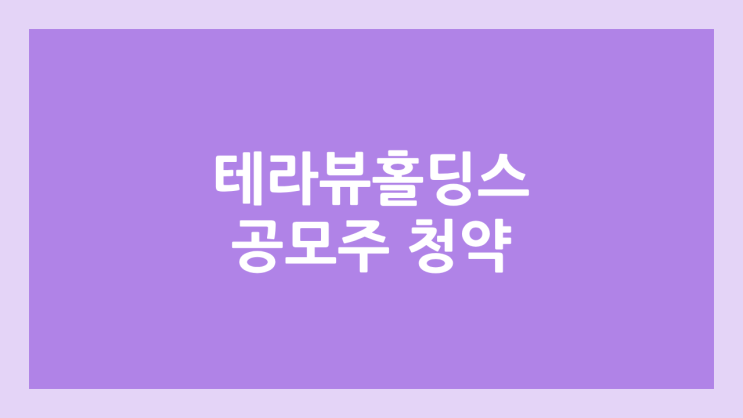 테라뷰홀딩스 공모주 청약 일정 | 장외가, 공모가, 증거금, 유통 물량, 균등, 비례 배정 | 환매청구권 X