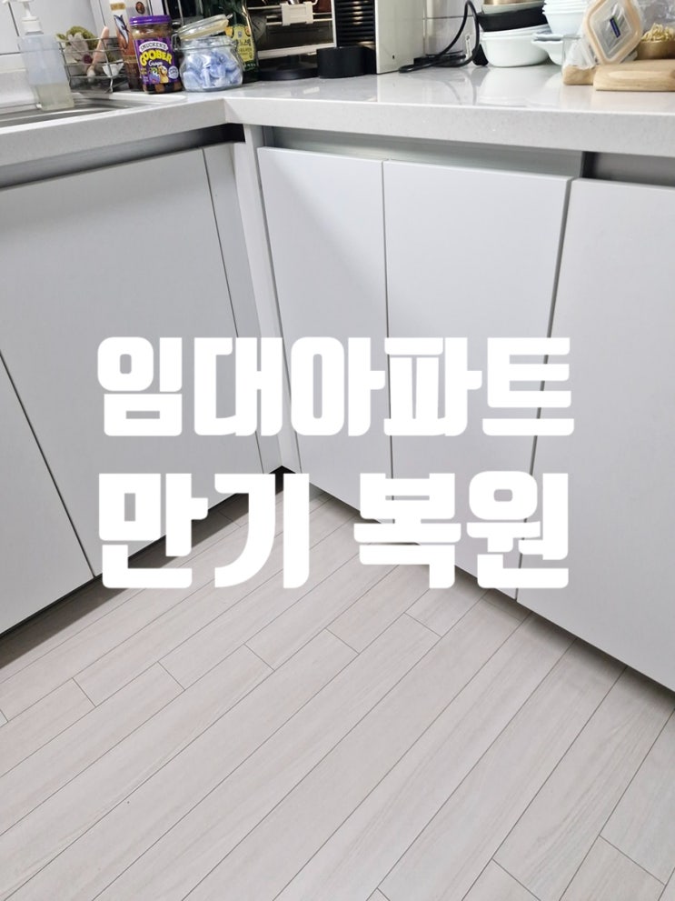  임대아파트 만기 원상복원 식기세척기 철거 후 수납장 복구 작업