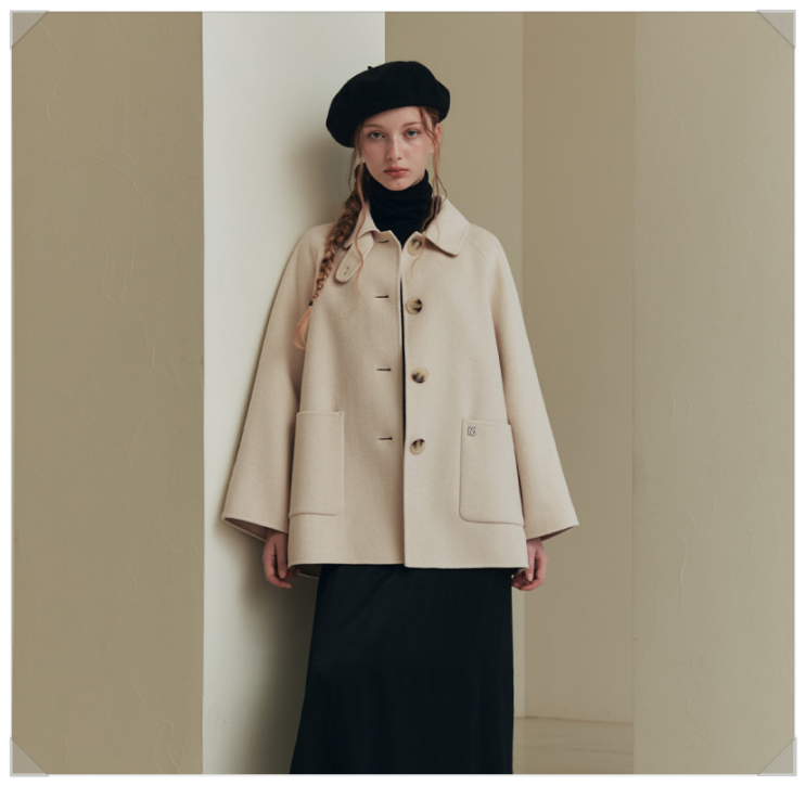  세련된 겨울룩 필수템, 핸드메이드 에이라인 울 하프 코트 HAND MADE A LINE WOOL HALF COAT