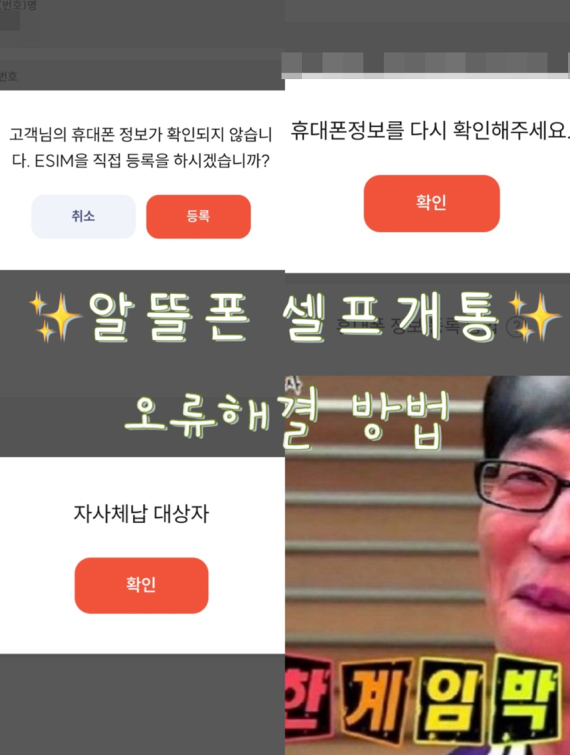 알뜰폰 프리티 이심 esim셀프개통 안됨 오류 해결방법