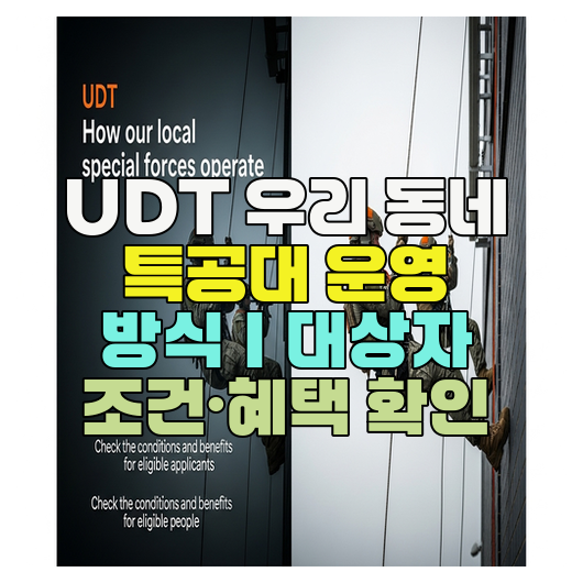  UDT 우리 동네 특공대 운영 방식｜대상자 조건·혜택 확인