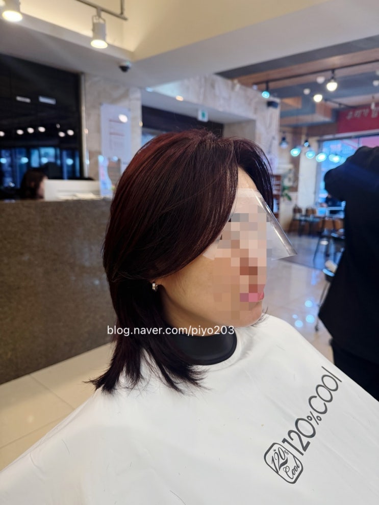  가을 레드와인 레드브라운 컬러 의정부 미용실 120% 염색 전문