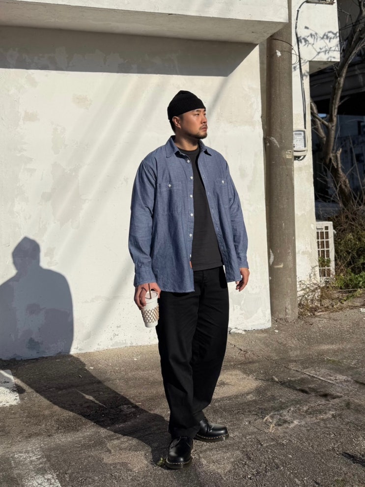  남자 데일리룩 워크웨어 코디｜유니버설 오버롤 셔츠·팬츠 실착 후기