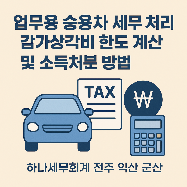   업무용 승용차 세무 처리: 감가상각비 한도 계산 및 소득처분 방법: 군산세무사의 세금이야기