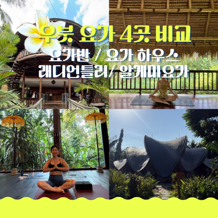  발리 우붓 요가원 4곳 비교 및 추천