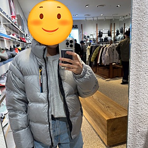 살로몬 컨투어 패딩 여자 M 남자 S 사이즈 실착 비교 후기