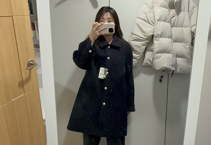 던스트 울 부클 하프 코트 네이비 내돈내산 후기