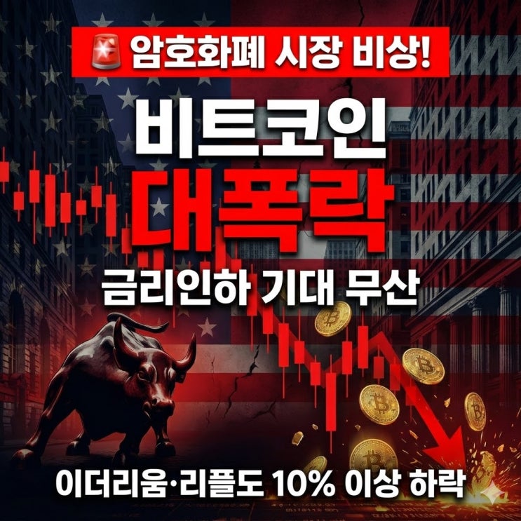 <b>비트코인</b> 폭락, <b>금리 인하 기대</b> 무산이 부른 암호화폐 대혼란