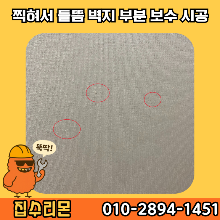  찢어진 벽지 찍힘 긁힘 셀프 보수 비용 및 방법 (마포 망원동)