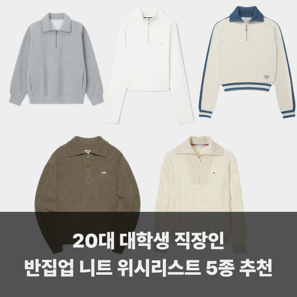 20대 대학생, 직장인 반집업 니트 위시리스트 5종 추천(유니클로, 커버낫, 타미힐피거)