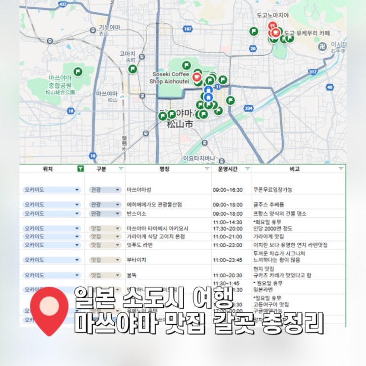  [일본 소도시 여행] 마쓰야마 맛집 리스트 가볼만한 곳 총정리