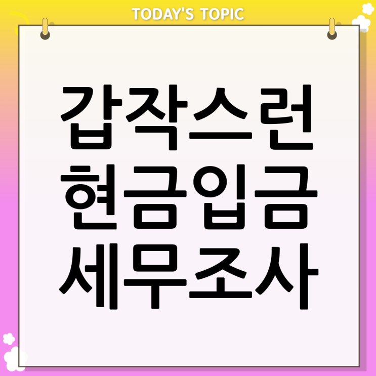  현금입금 세무조사 갑자기 받게 된다면 어떻게 대처해야 할까요