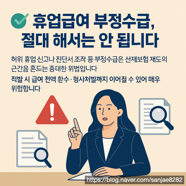  산재 휴업급여 부정수급 의심 조사받았다면 한시원 노무사가 알려드립니다