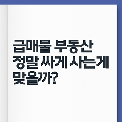  급매물 부동산 정말 싸게 사는게 맞을까