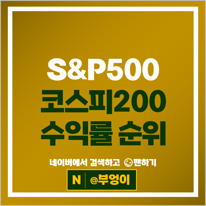 S&P500 지수 및 코스피 200 종목 수익률 순위