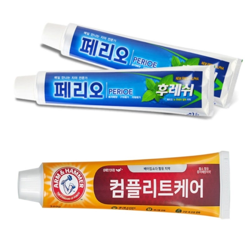 치약비교 : 페리오 뉴 후레쉬 알파 vs 암앤해머 컴플리트케어 / 뉴 후레쉬 알파 → 컴플리트케....
