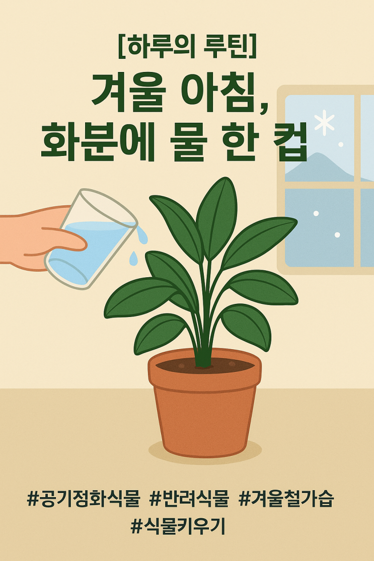  겨울 아침, 화분에 물 한 컵