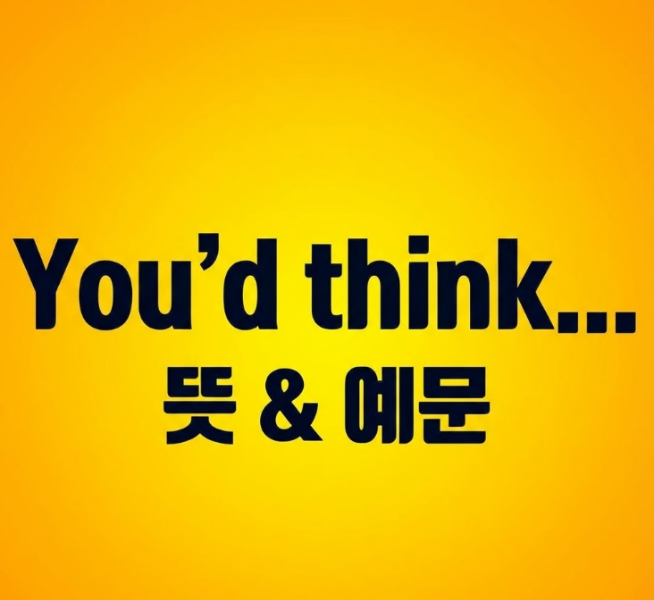  you would think, you'd think 표현 뜻 예문 알아보기