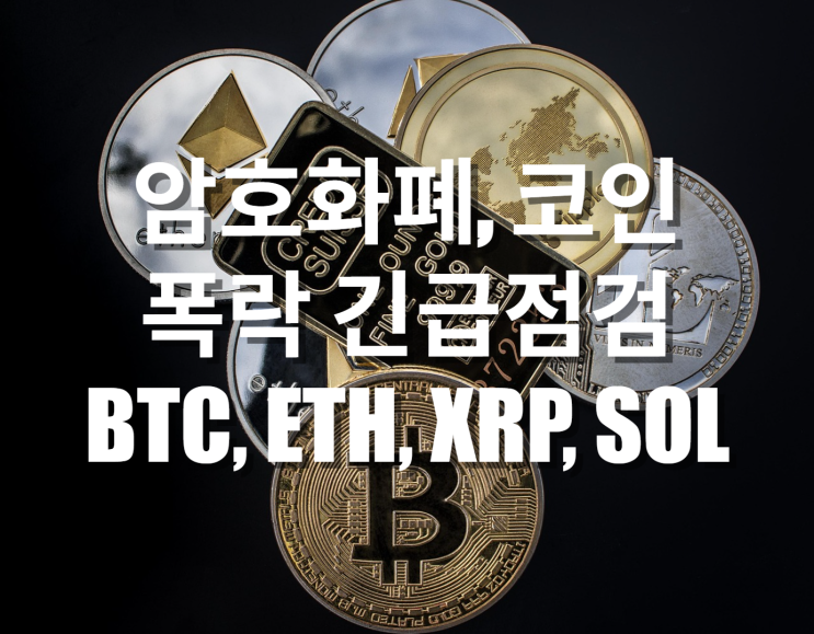  암호화폐, 코인 폭락 긴급 점검 BTC, ETH, XRP, SOL