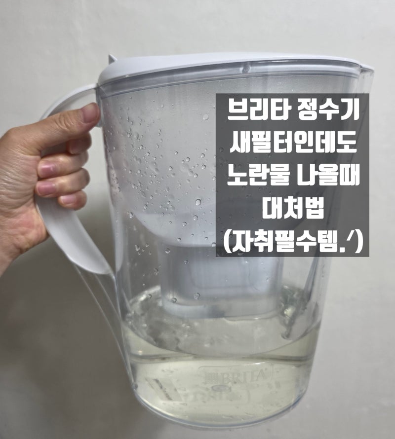 브리타 새 필터 교체 후 노란물이 나올때 대처법.ᐟ (자취 필수템 육에도 굿)