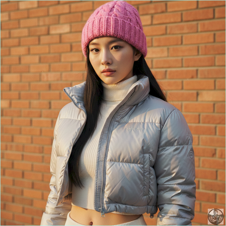  크롭패딩 코디, 유광 패딩으로 힙한 겨울나기