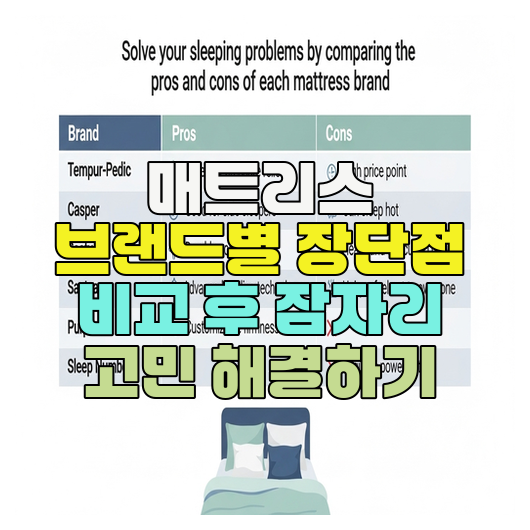  매트리스 브랜드별 장단점 비교 후 잠자리 고민 해결하기