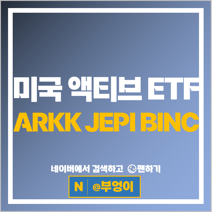 미국 액티브 ETF : 주식형 ARKK 커버드콜 JEPI 채권 BINC 주가 배당
