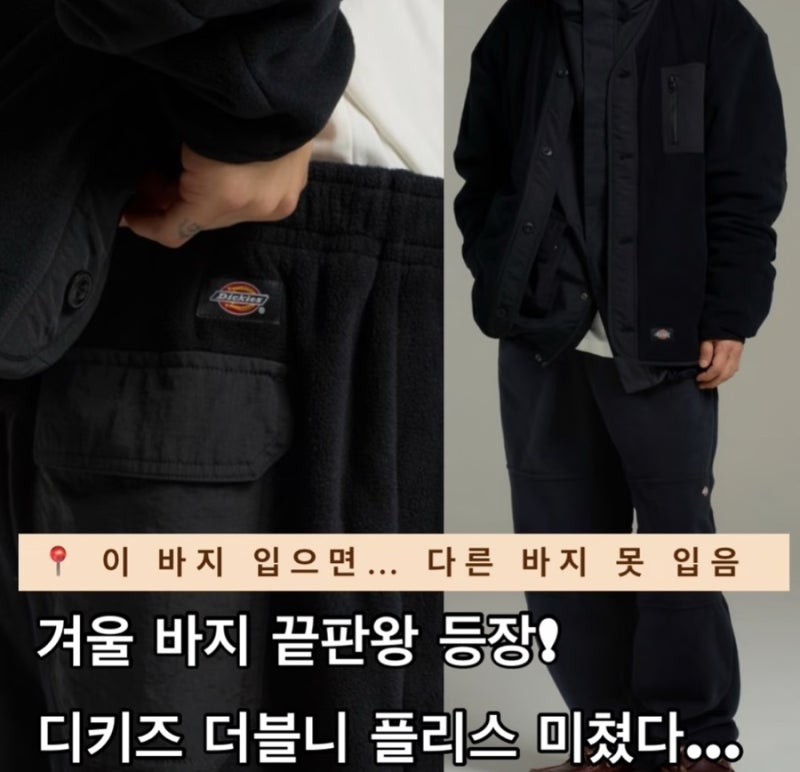 디키즈 폴라텍 플리스 더블니 팬츠 이거 입으면 다른 바지 못입어요 한 번 입으면 중독됨… ....