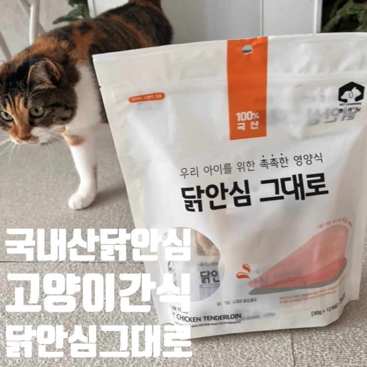  강아지 닭가슴살 100% 국내산 원물 간식, 펫러닝 닭안심 그대로 12p 우리집 고양이도 폭풍 흡입