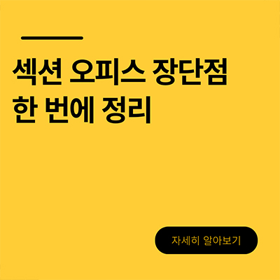  섹션오피스 장단점 한 번에 정리