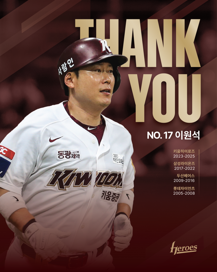 키움 히어로즈 <b>이원석 은퇴</b>… "21년이란 시간, 인생에서 큰... 