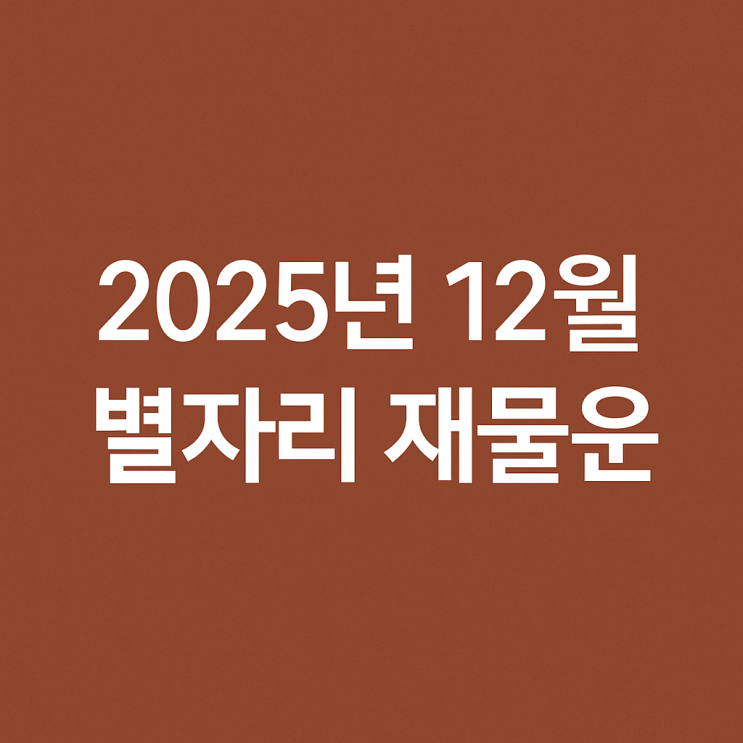  2025년 12월 별자리 재물운