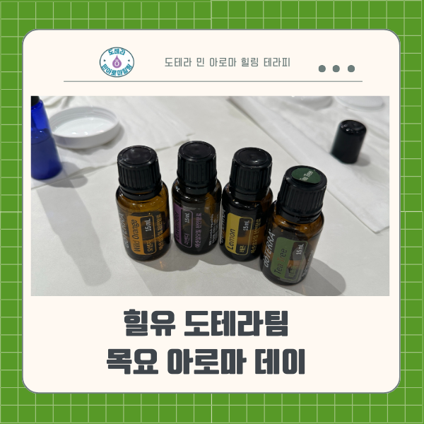  힐유 도테라 팀 목요 아로마 데이, 도테라 아로마 오일 4가지로  '천연 꿀광 클렌징 패드 만들기'