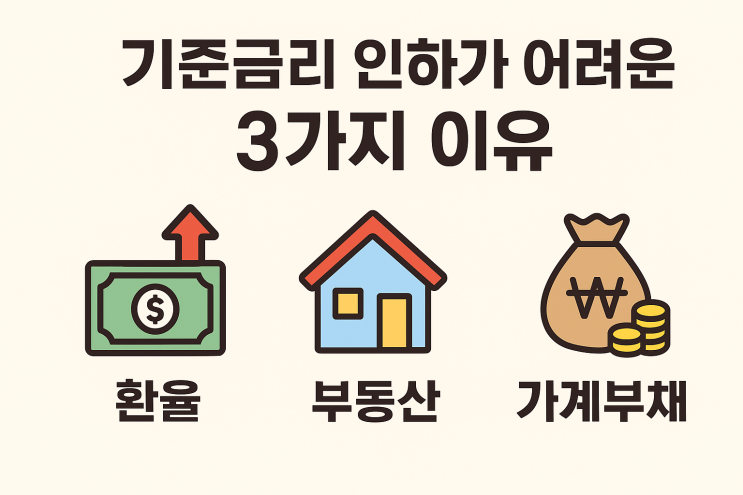  한국 기준금리 인하가 어려운 3가지 이유 (환율, 부동산, 가계부채)