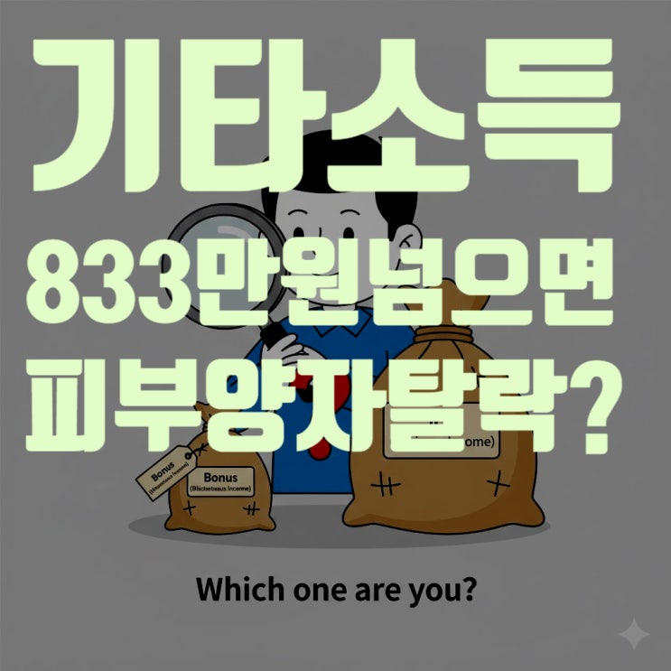  [건강보험] 기타소득 833만원 넘으면 피부양자 탈락? 2025년 최신 기준 완벽 분석