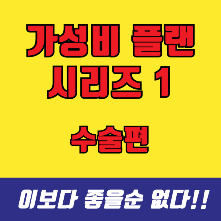  <딱 좋은 가성비 시리즈 1>수술비 플랜!경증~고액 수술까지 든든하게 준비하세요.(보험료 확인)