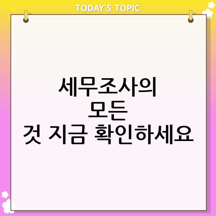  세무조사 세무소란? 진짜 재밌는 곳