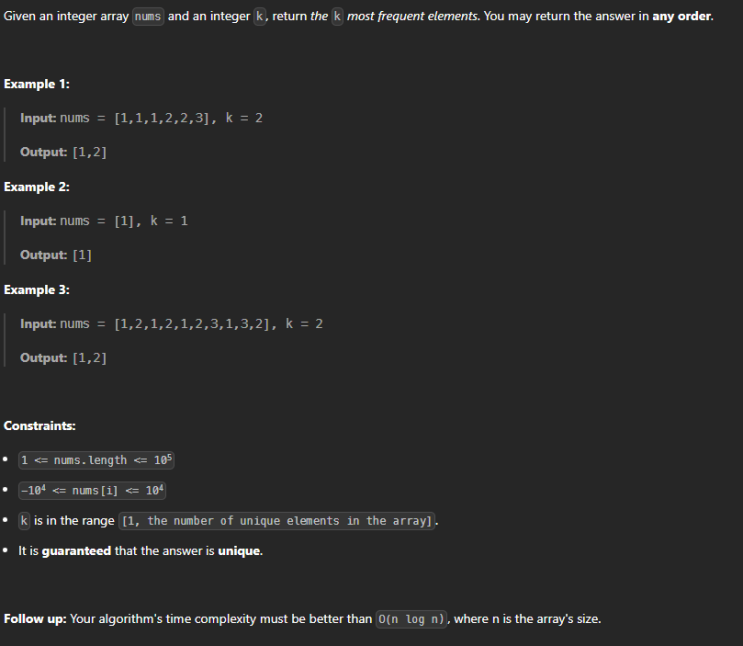  JAVA_LeetCode 347_Top K Frequent Elements