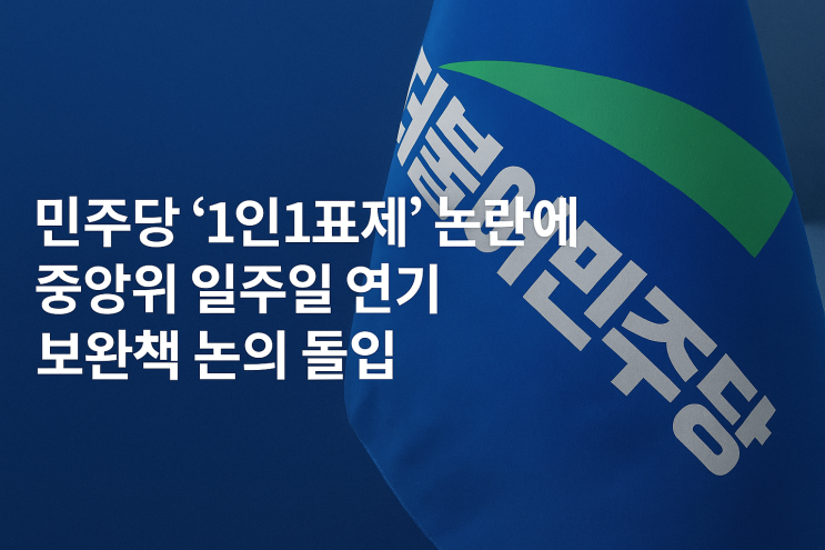 <b>민주당</b> ‘<b>1인1표제</b>’ 논란에 중앙위 일주일 연기, 보완책 논의... 