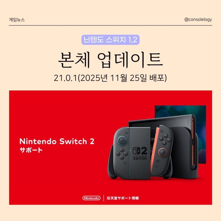  닌텐도 스위치 2, 닌텐도 스위치 1 본체 업데이트 21.0.1(2025년 11월 25일)