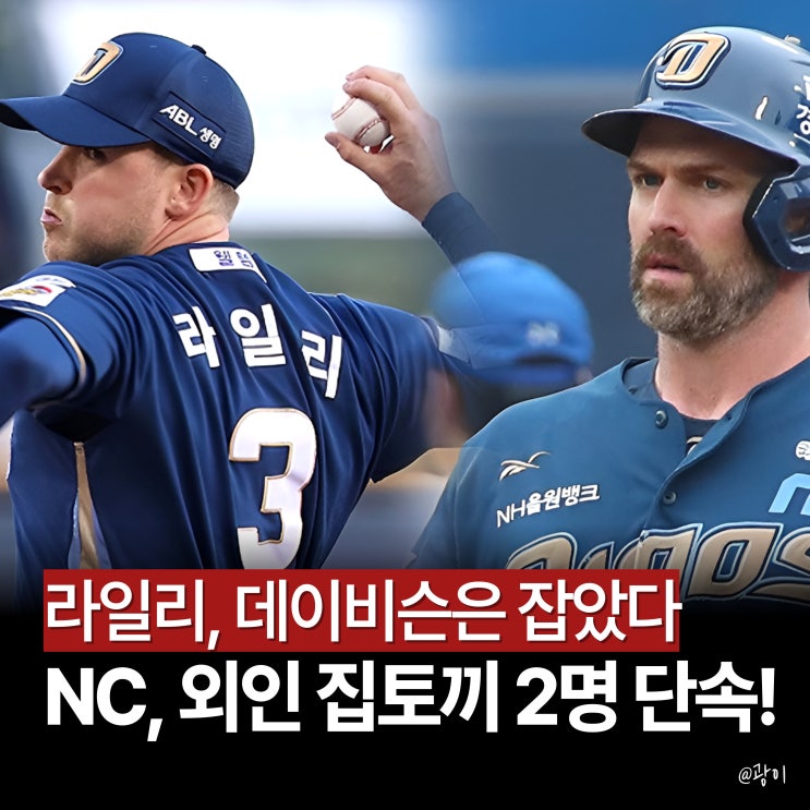 NC 다이노스 외국인 <b>재계약</b> 현황, 라일리·<b>데이비슨</b> 통보 완료!... 